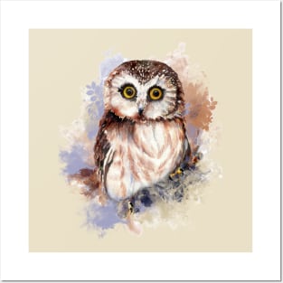 Watercolor Cute LIttle Owl Posters and Art